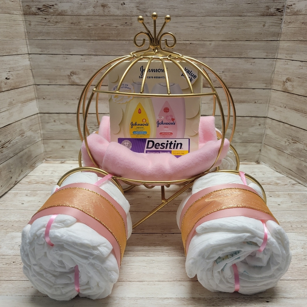 Fairytale Princess Carriage Diaper Cake | Cinderella Coach Diaper Cake-Baby Gift